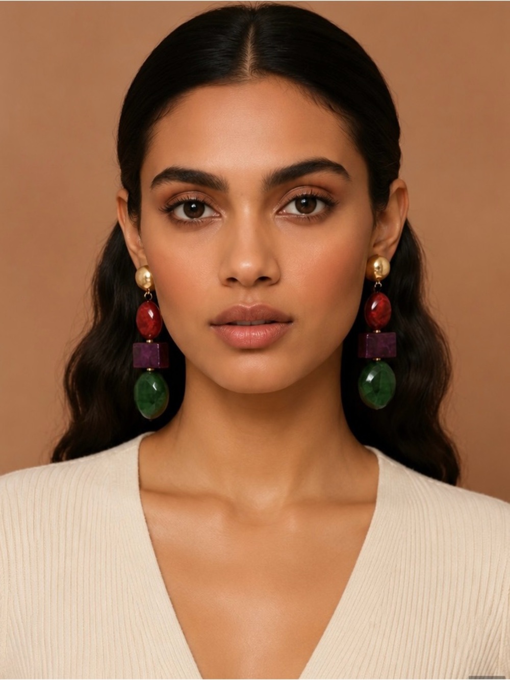 Multistone Gold Drop Earrings